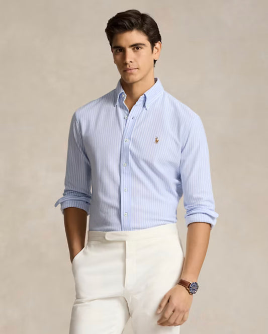 Chemise Oxford en maille de coton rayé